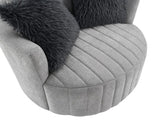 Hoople Light Gray Channel Tufted Swivel Chair by Furniture of America at Eve Furniture