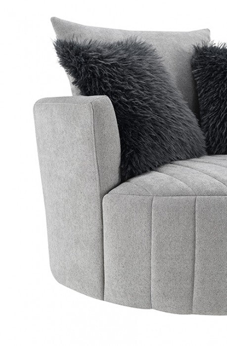 Hoople Light Gray Channel Tufted Swivel Chair by Furniture of America at Eve Furniture