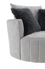 Hoople Light Gray Channel Tufted Swivel Chair by Furniture of America at Eve Furniture
