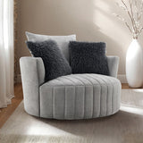 Hoople Light Gray Channel Tufted Swivel Chair by Furniture of America at Eve Furniture