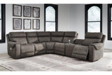 Hoopster Gunmetal 6-Piece Power Reclining Sectional by Ashley at Eve Furniture