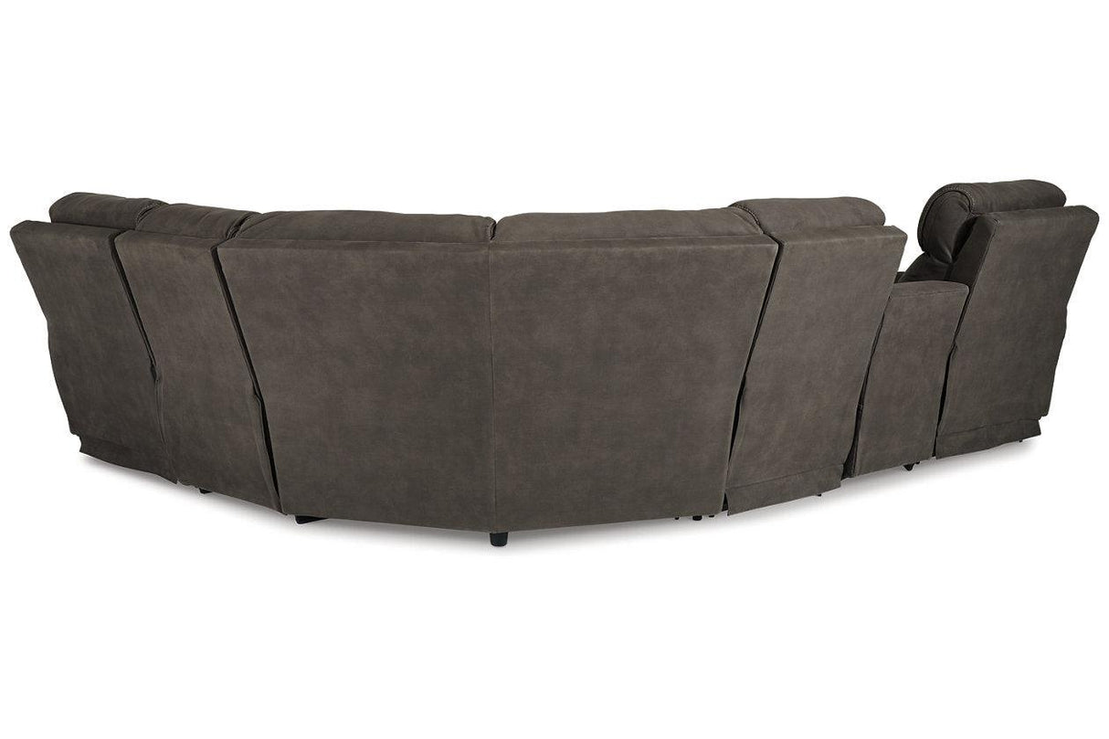 Hoopster Gunmetal 6-Piece Power Reclining Sectional by Ashley at Eve Furniture