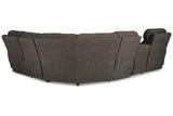 Hoopster Gunmetal 6-Piece Power Reclining Sectional by Ashley at Eve Furniture