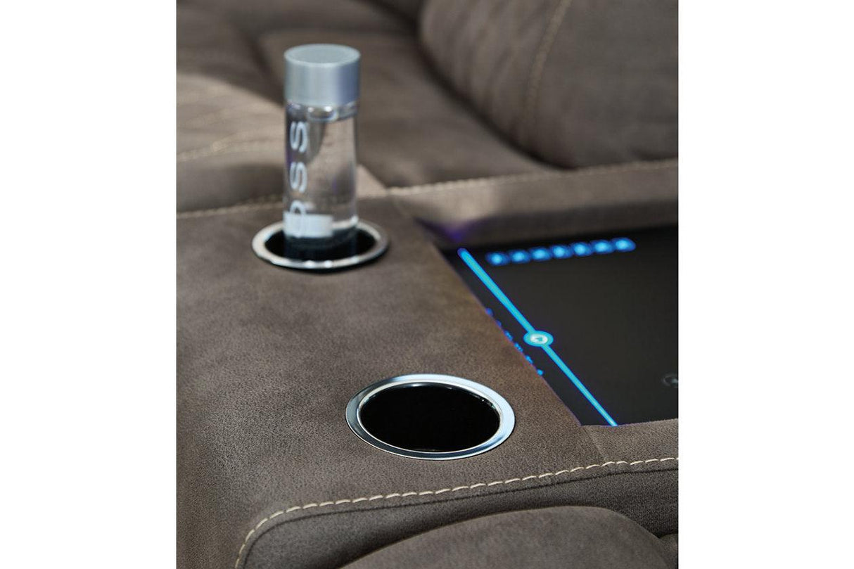 Hoopster Gunmetal 6-Piece Power Reclining Sectional by Ashley at Eve Furniture