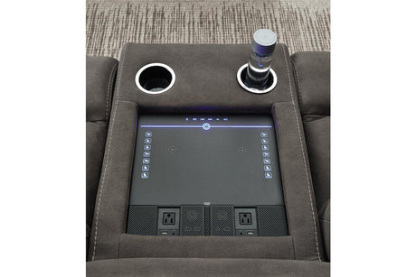 Hoopster Gunmetal 6-Piece Power Reclining Sectional by Ashley at Eve Furniture