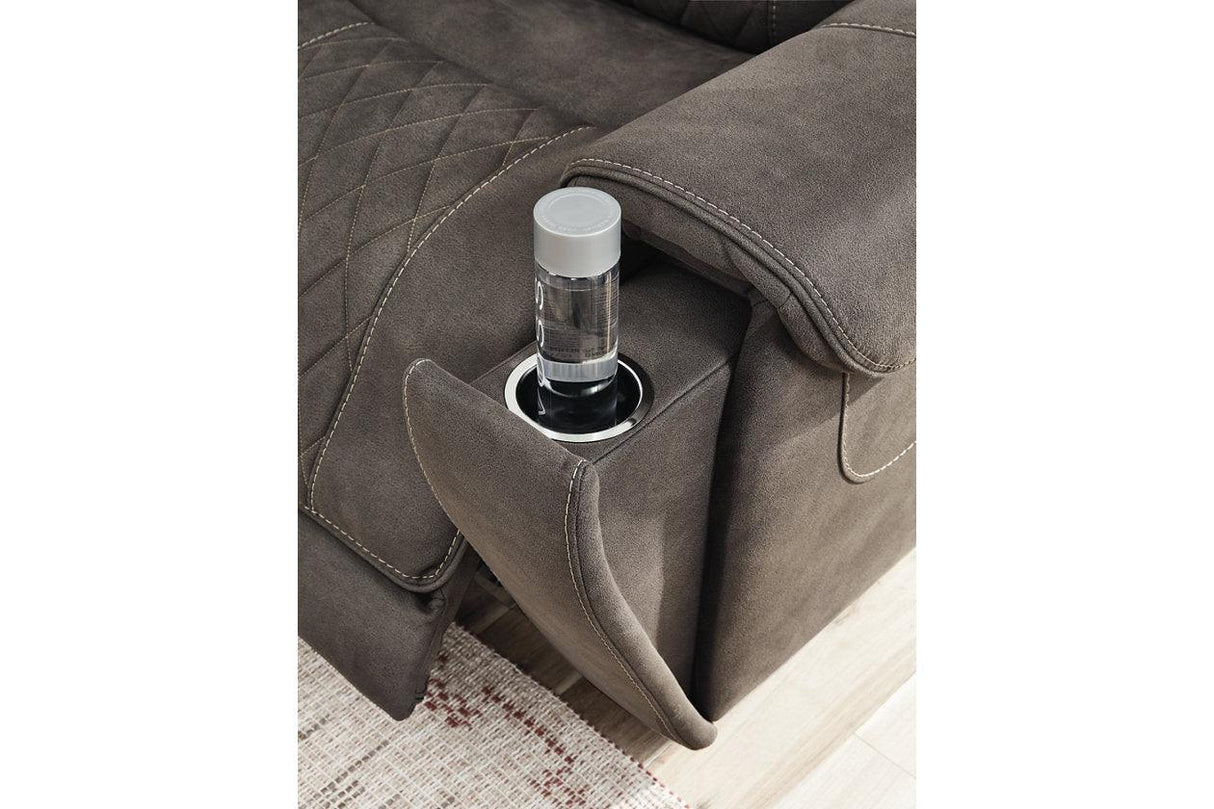 Hoopster Gunmetal 6-Piece Power Reclining Sectional by Ashley at Eve Furniture