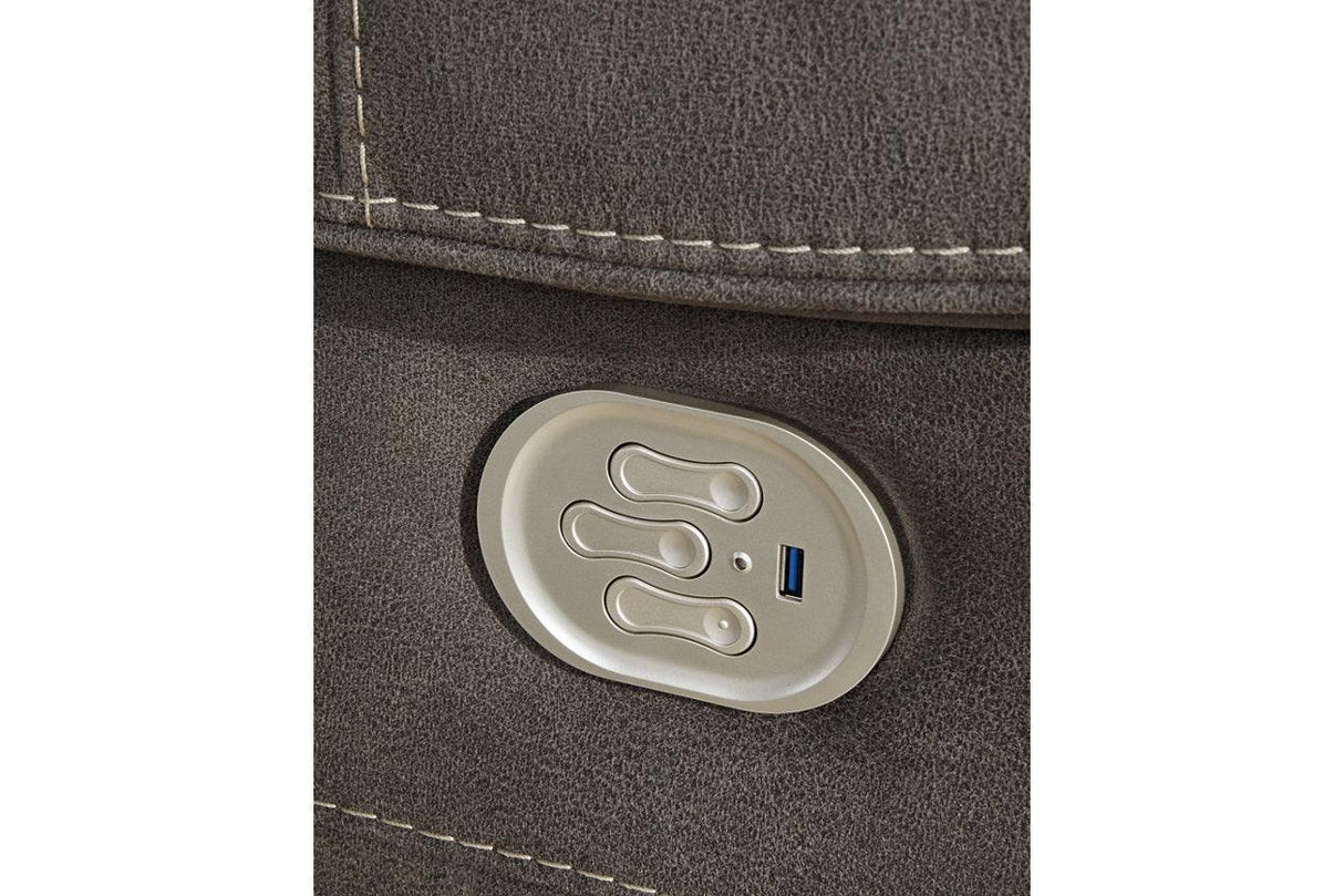 Hoopster Gunmetal 6-Piece Power Reclining Sectional by Ashley at Eve Furniture