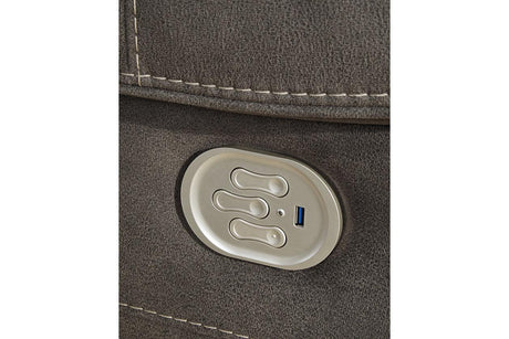 Hoopster Gunmetal 6-Piece Power Reclining Sectional by Ashley at Eve Furniture