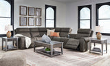 Hoopster Gunmetal 6-Piece Power Reclining Sectional by Ashley at Eve Furniture