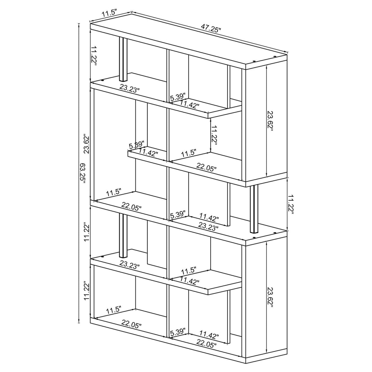 Hoover Black/Chrome 5-Tier Bookcase