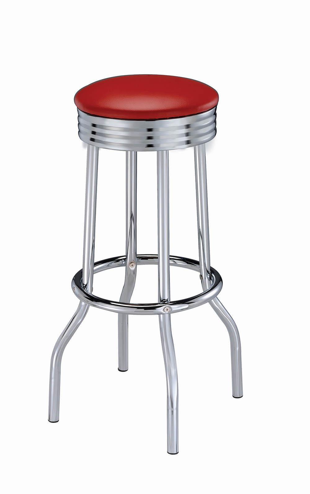 Hopkins Red/Chrome Upholstered Top Bar Stools, Set of 2 by Coaster at Eve Furniture
