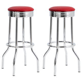 Hopkins Red/Chrome Upholstered Top Bar Stools, Set of 2 by Coaster at Eve Furniture