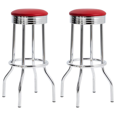 Hopkins Red/Chrome Upholstered Top Bar Stools, Set of 2 by Coaster at Eve Furniture