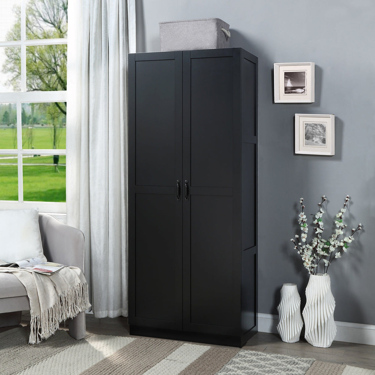 Hopkins Storage Closet 2.0 in Black by Manhattan Comfort at Eve Furniture