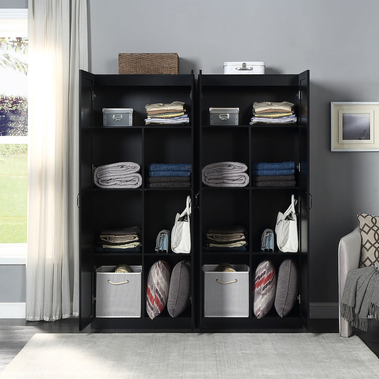 Hopkins Storage Closet 2.0 in Black (set of 2) by Manhattan Comfort at Eve Furniture