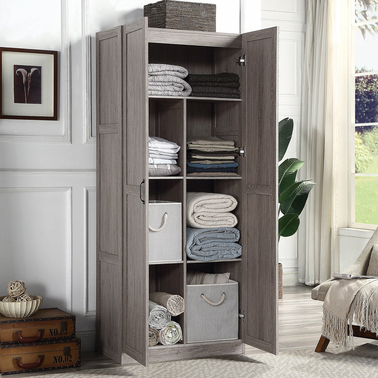 Hopkins Storage Closet 2.0 in Grey by Manhattan Comfort at Eve Furniture