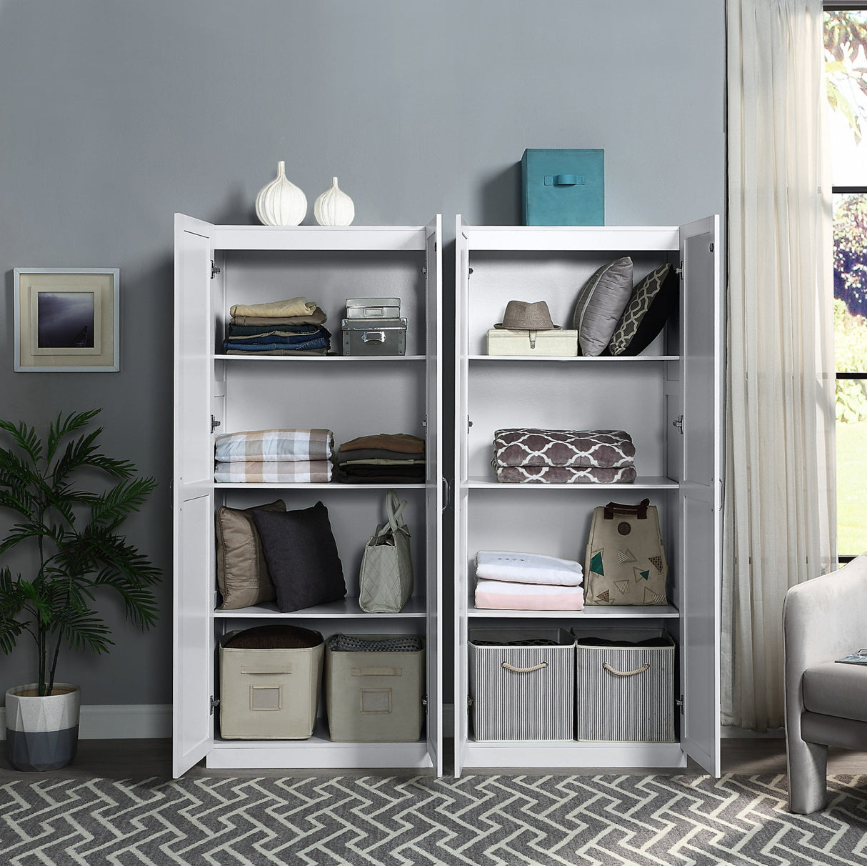 Hopkins Storage Closet 3.0 in White (set of 2) by Manhattan Comfort at Eve Furniture