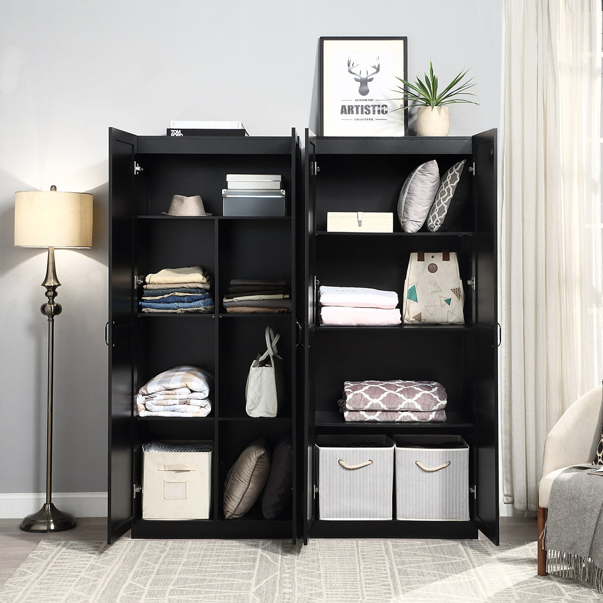 Hopkins Storage Closet 4.0 in Black (set of 2) by Manhattan Comfort at Eve Furniture
