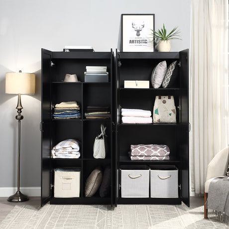 Hopkins Storage Closet 4.0 in Black (set of 2) by Manhattan Comfort at Eve Furniture