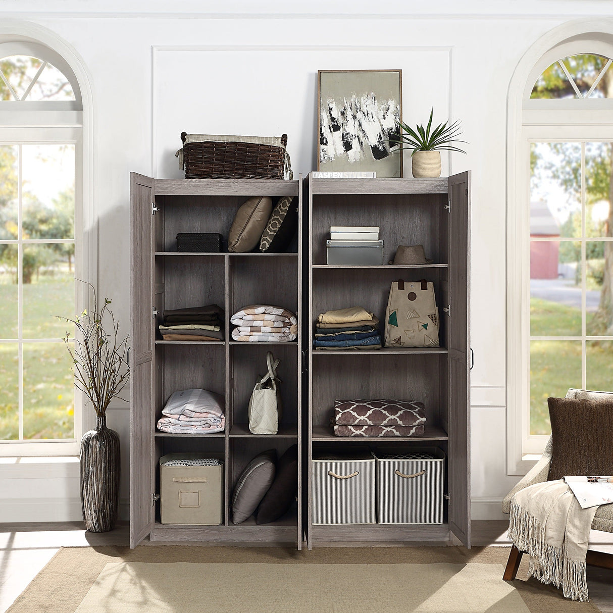 Hopkins Storage Closet 4.0 in Grey (set of 2) by Manhattan Comfort at Eve Furniture