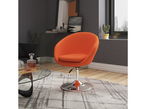 Hopper Swivel Adjustable Height Chair in Orange and Polished Chrome (Set of 2) by Manhattan Comfort at Eve Furniture