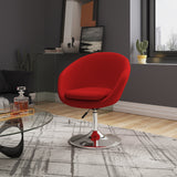 Hopper Swivel Adjustable Height Chair in Red and Polished Chrome by Manhattan Comfort at Eve Furniture