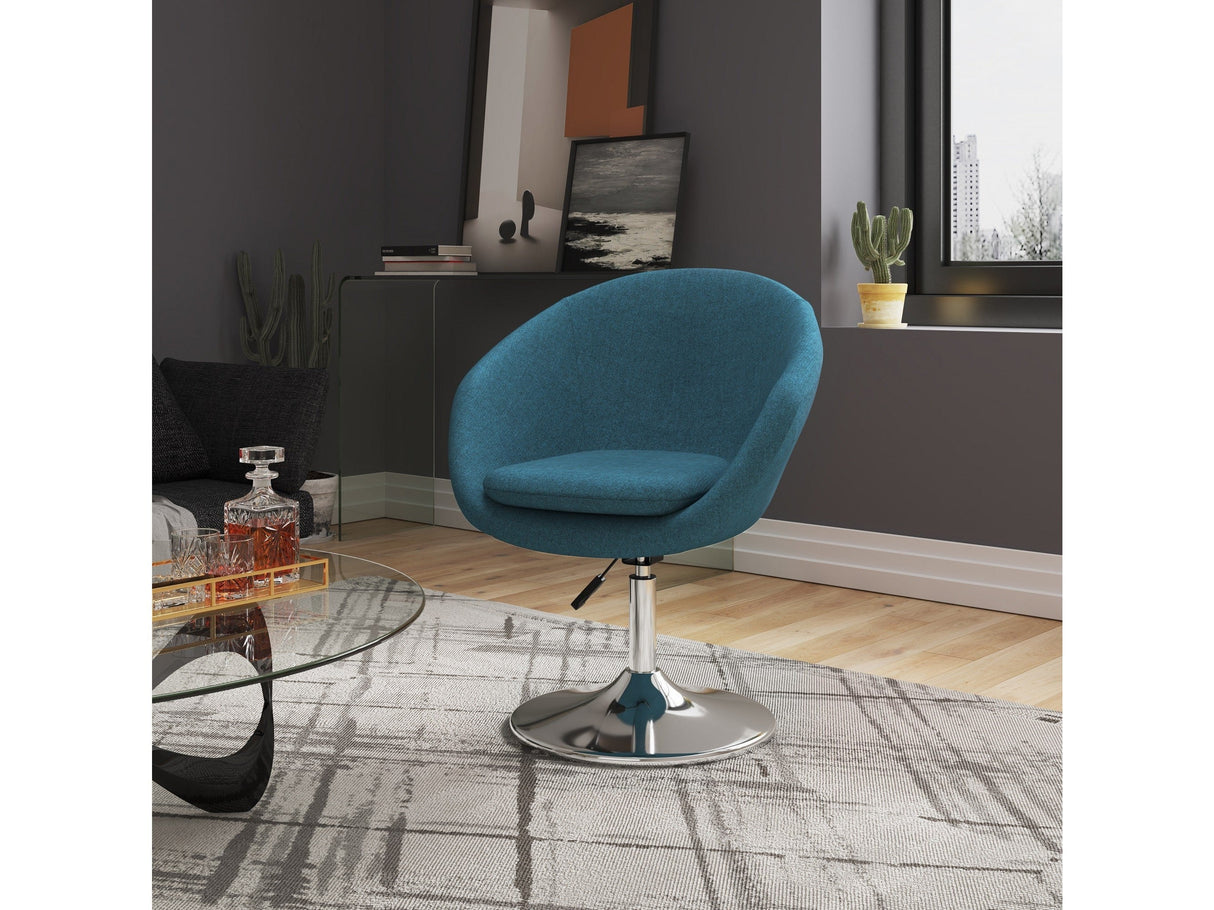 Hopper Swivel Adjustable Height Chair in Sky Blue and Polished Chrome (set of 2) by Manhattan Comfort at Eve Furniture