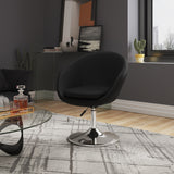 Hopper Swivel Adjustable Height Faux Leather Chair in Black and Polished Chrome by Manhattan Comfort at Eve Furniture