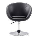 Hopper Swivel Adjustable Height Faux Leather Chair in Black and Polished Chrome by Manhattan Comfort at Eve Furniture