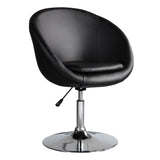 Hopper Swivel Adjustable Height Faux Leather Chair in Black and Polished Chrome by Manhattan Comfort at Eve Furniture