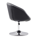 Hopper Swivel Adjustable Height Faux Leather Chair in Black and Polished Chrome by Manhattan Comfort at Eve Furniture
