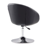 Hopper Swivel Adjustable Height Faux Leather Chair in Black and Polished Chrome by Manhattan Comfort at Eve Furniture
