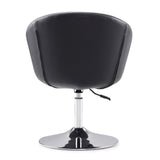 Hopper Swivel Adjustable Height Faux Leather Chair in Black and Polished Chrome by Manhattan Comfort at Eve Furniture