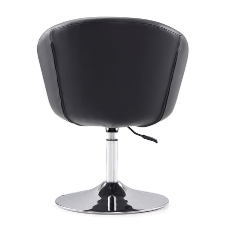 Hopper Swivel Adjustable Height Faux Leather Chair in Black and Polished Chrome by Manhattan Comfort at Eve Furniture