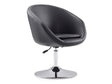 Hopper Swivel Adjustable Height Faux Leather Chair in Black and Polished Chrome by Manhattan Comfort at Eve Furniture