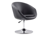 Hopper Swivel Adjustable Height Faux Leather Chair in Black and Polished Chrome by Manhattan Comfort at Eve Furniture