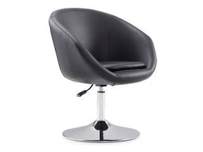 Hopper Swivel Adjustable Height Faux Leather Chair in Black and Polished Chrome by Manhattan Comfort at Eve Furniture