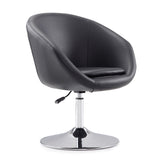 Hopper Swivel Adjustable Height Faux Leather Chair in Black and Polished Chrome (set of 2) by Manhattan Comfort at Eve Furniture