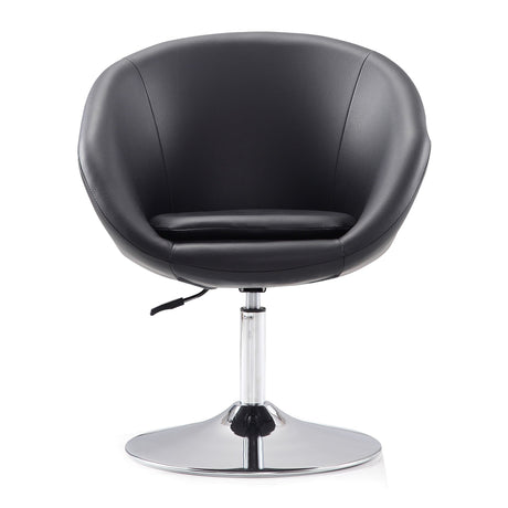 Hopper Swivel Adjustable Height Faux Leather Chair in Black and Polished Chrome (set of 2) by Manhattan Comfort at Eve Furniture