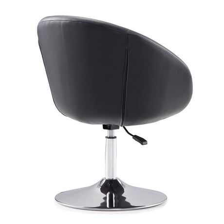 Hopper Swivel Adjustable Height Faux Leather Chair in Black and Polished Chrome (set of 2) by Manhattan Comfort at Eve Furniture