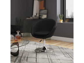 Hopper Swivel Adjustable Height Faux Leather Chair in Black and Polished Chrome (set of 2) by Manhattan Comfort at Eve Furniture