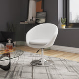 Hopper Swivel Adjustable Height Faux Leather Chair in White and Polished Chrome by Manhattan Comfort at Eve Furniture