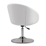 Hopper Swivel Adjustable Height Faux Leather Chair in White and Polished Chrome by Manhattan Comfort at Eve Furniture