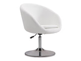 Hopper Swivel Adjustable Height Faux Leather Chair in White and Polished Chrome by Manhattan Comfort at Eve Furniture