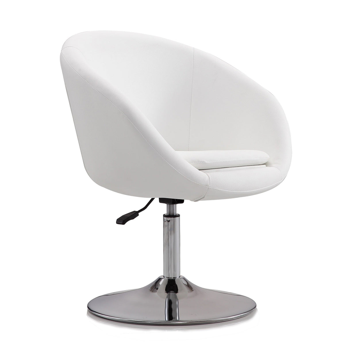 Hopper Swivel Adjustable Height Faux Leather Chair in White and Polished Chrome (set of 2) by Manhattan Comfort at Eve Furniture