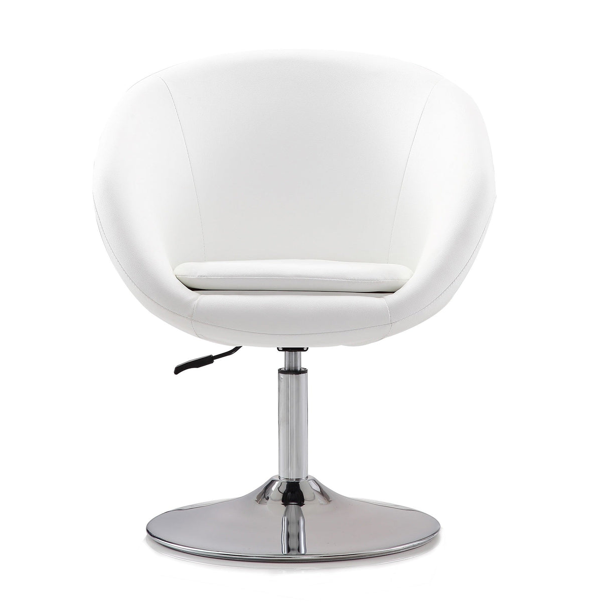 Hopper Swivel Adjustable Height Faux Leather Chair in White and Polished Chrome (set of 2) by Manhattan Comfort at Eve Furniture
