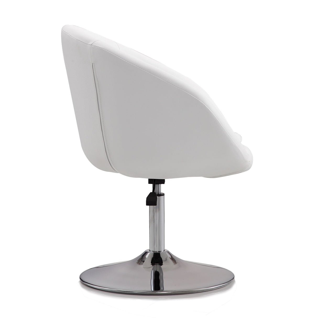 Hopper Swivel Adjustable Height Faux Leather Chair in White and Polished Chrome (set of 2) by Manhattan Comfort at Eve Furniture