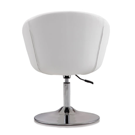 Hopper Swivel Adjustable Height Faux Leather Chair in White and Polished Chrome (set of 2) by Manhattan Comfort at Eve Furniture