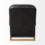 Horace I Black Leather Diamond Pattern w/Gold Iron Frame Accent Chair by Mercana at Eve Furniture