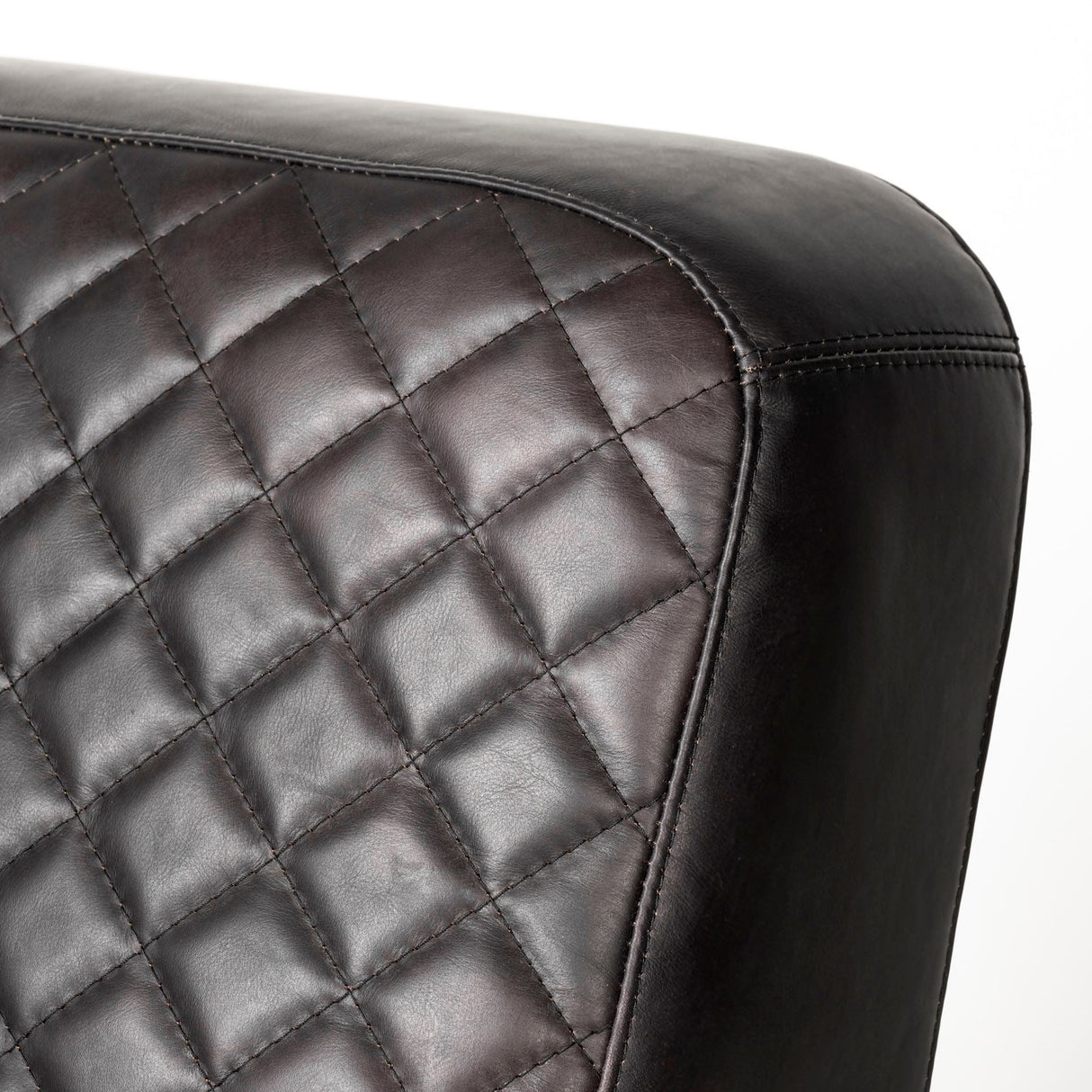 Horace I Black Leather Diamond Pattern w/Gold Iron Frame Accent Chair by Mercana at Eve Furniture